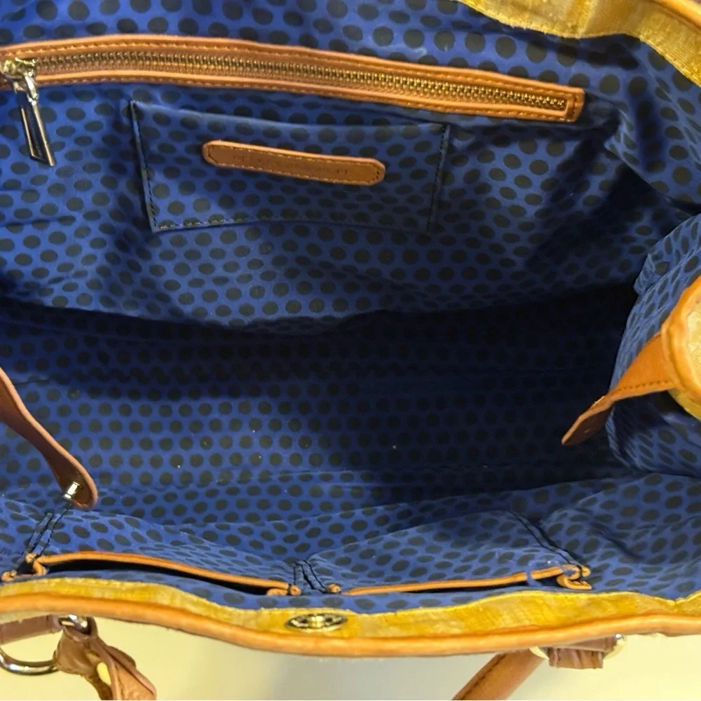 Rebecca Minkoff Women’s Indegenous Woven Cloth Large Tote Bag Cognac Leather - Picture 11 of 11